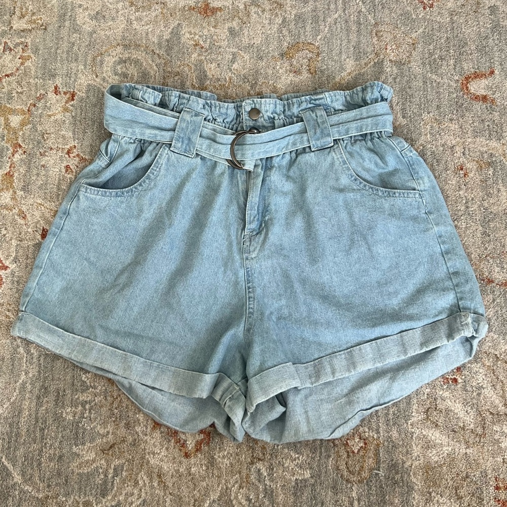 Cotton On High Waist Light Blue Denim Shorts
